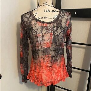 David Cline Sheer Lace Long Sleeve Shirt Goth Emo Fairy Event Party Whimsigoth